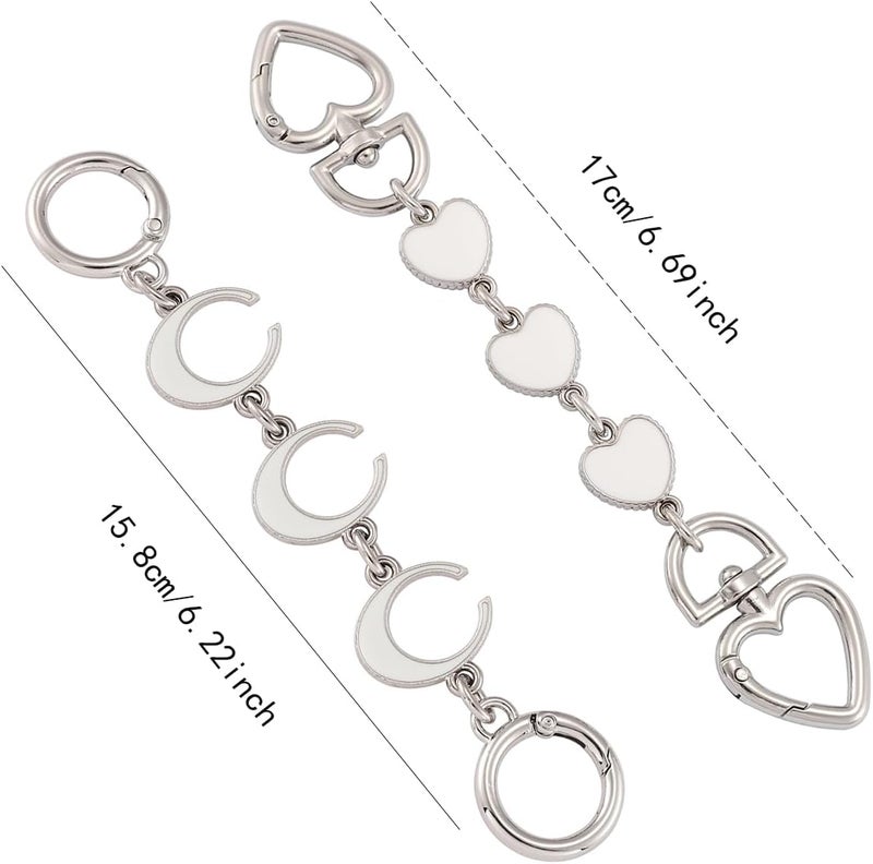 Anbys Store Silver Bag Chain Purse Extender Chain Purse Strap Extender Purse Charms(White Heart/Moon) - Image 5
